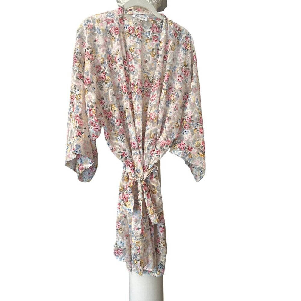 Morgan Taylor Floral Kimono Robe‎ Vitage 80s Short Size medium / Large
